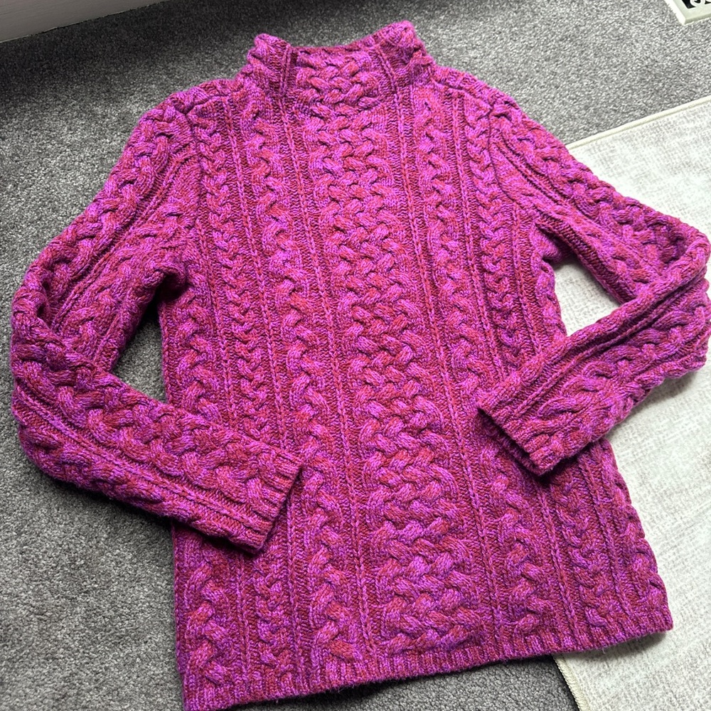 Lands' End Women's Cowl Neck Sweater - Magenta